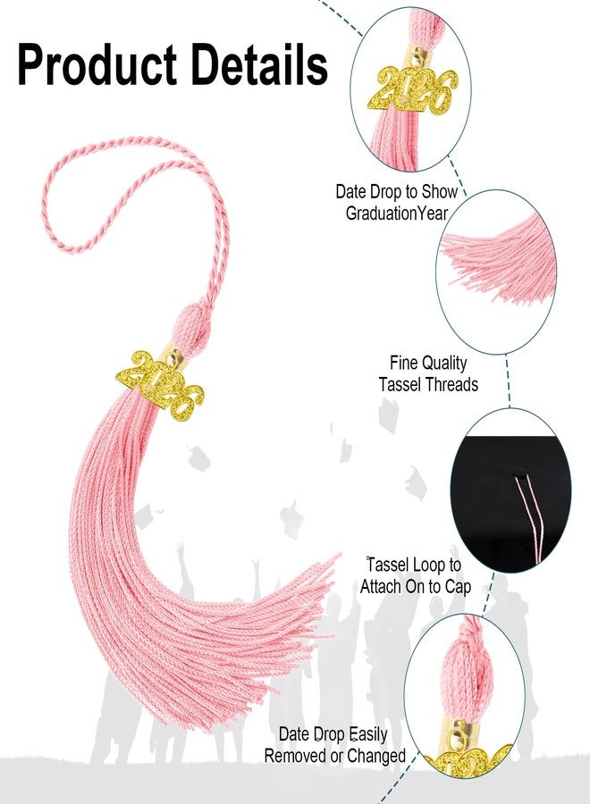 ldyllicStyle 2026 Graduation Tassel, Pink Tassels for Graduation Cap, Class of 2026 Tassel with Golden Charm for Graduations Cap Hat Decorations Accessories Academic Memorial Grad Ceremonies Party Favors Supplies - Image 3